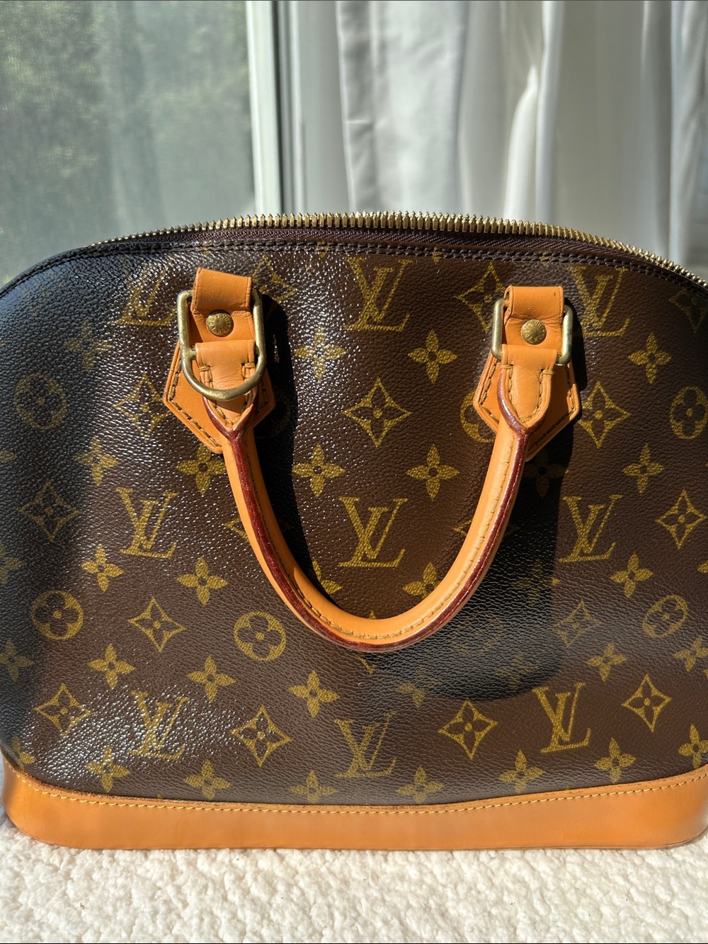 Louis Vuitton Monogram Canvas Alma Satchel in Brown and Tan
